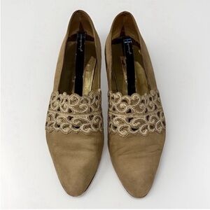LUISA VIA ROMA Sage Green Suede Women's Vintage Italian Flats - Size 38.5
